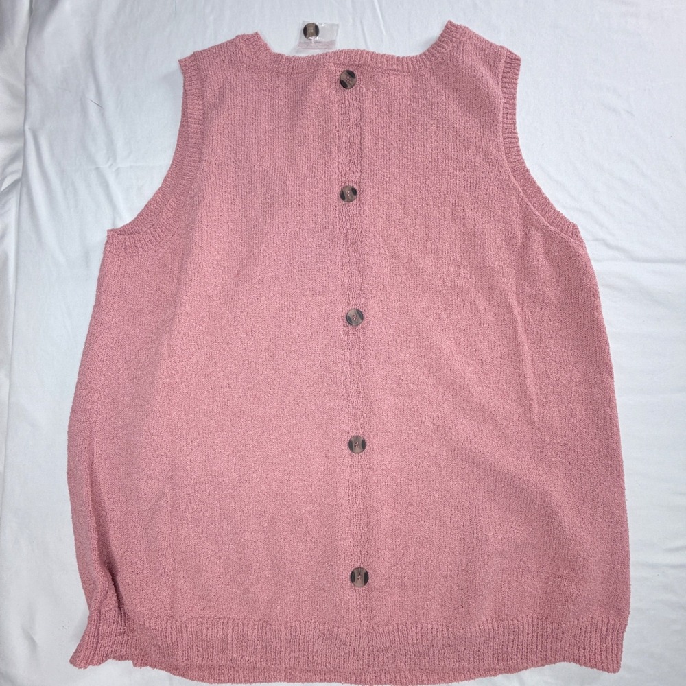 Perch by Blu Pepper Pink Textured Knit Button Back Top 1XL - Picture 6 of 8
